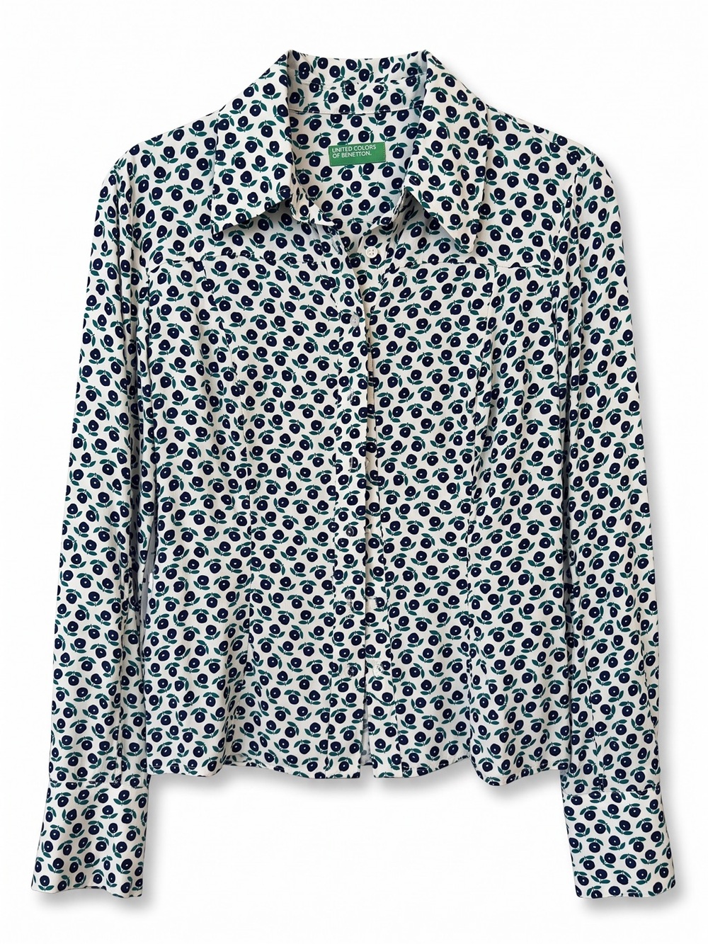 United Colors Of Benetton White Shirt with Navy & Green Floral Print